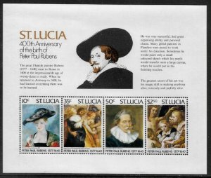 St Lucia #437a MNH S/Sheet - Ruben's Paintings