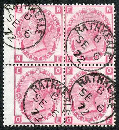 SG103 3d Rose Plate 8 RATHKEALE CDS Block of FOUR