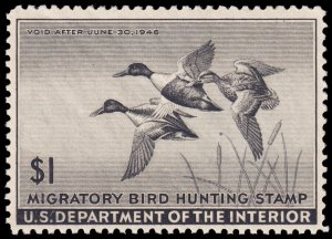 United States Hunting Permit Stamp Scott RW12 (1945) Mint NH F-VF, CV $100.00 C