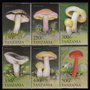 TANZANIA 1999 - Scott# 1990-5 Mushrooms Set of 6 NH