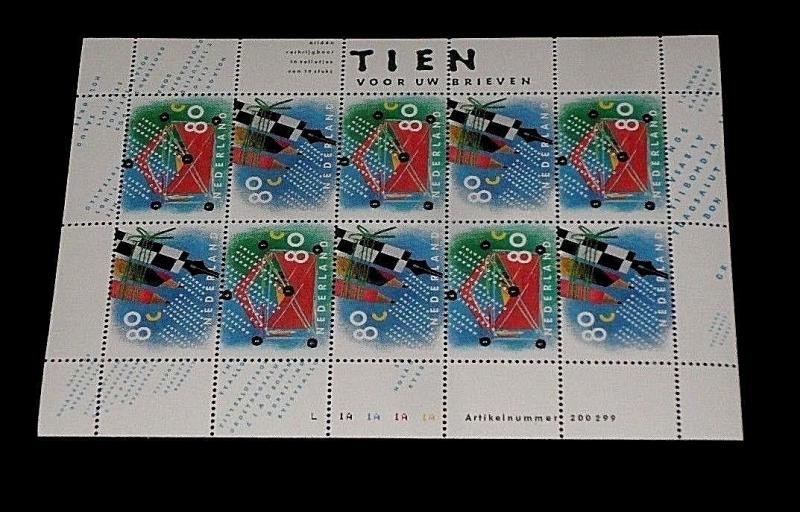 NETHERLANDS, 1993, LETTER WRITING, TIEN, SOUVENIR SHEET, MNH,  NICE! LQQK!