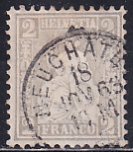 Switzerland 1862-64 Sc 41 2c Gray Helvetia Stamp Used