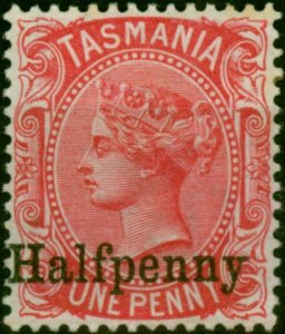 Tasmania 1889 1/2d on 1d Scarlet SG167 Fine MNH