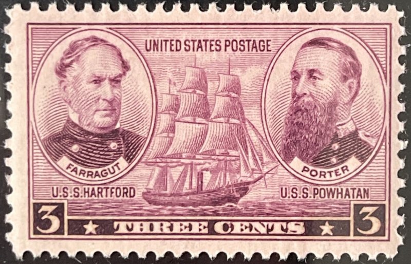 Scott #792 3¢ Greatest War Heroes Farragut and Porter MNH OG