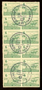 1945 DDR-Saxony Scott #13N13 Block of 12 Used Imperf,  Land Reform - Unusual