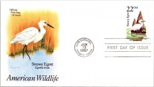 FDC 1987 SC #2335a Artcraft Cachet, Snowy Egret - Toronto - Single - F77531