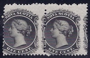 Canada - Nova Scotia #8a - Scarce 2-Way Misperf Error / EFO Pair 1c Queen MNH