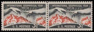 US 1107 International Geophysical Year 3c horz pair MNH 1958