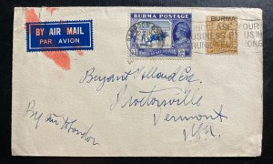 1940s Rangoon Burma Airmail Slogan Cancel Cover To Vermont USA