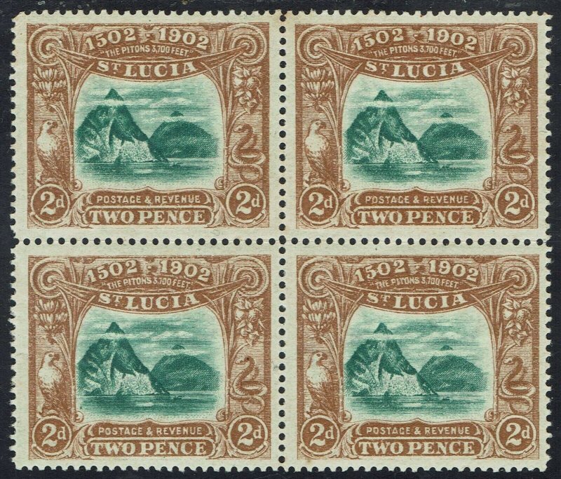 ST LUCIA 1902 400TH ANNIVERSARY 2D MNH ** BLOCK