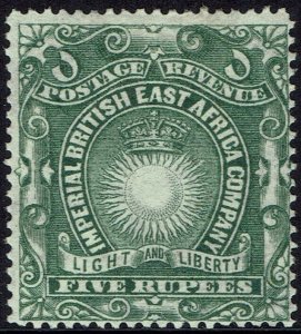 BRITISH EAST AFRICA 1890 LIGHT AND LIBERTY 5R