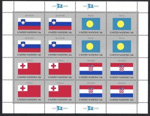 United Nations #795-802 34¢ World Flag Series (2001). 2 full sheets. MNH