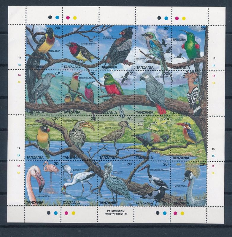 [33121] Tanzania 1989 Birds Vögel Oiseaux Ucelli   MNH Sheet