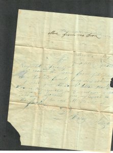 1839 New Market NH Stampless Cover M/S Cancel+Letter