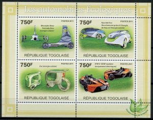 Togo Cars Stamps 2011 MNH Ecological Vehicles Hyundai Eco Mercedes Benz 4v M/S