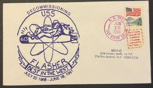 USS FLASHER SSN-613 BEST IN THE WEST DECOMMISSIONING JUL 1966 - JUN 1991 CACHET