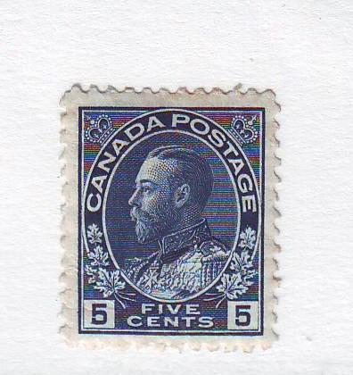 Canada Sc111 1912 5c dk blue G V Armiral stamp mint