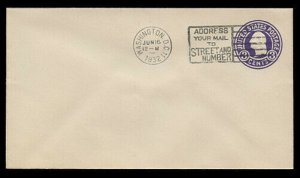 U436f 3c WASHINGTON, DIE 9, FDC ( Sz. 10, Wmk. 29) - UNADDRESSED