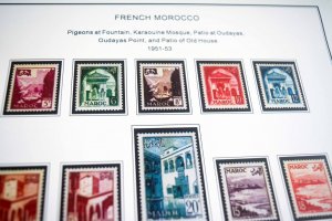 COLOR PRINTED FRENCH MOROCCO 1891-1955 STAMP ALBUM PAGES (46 illustrated pages)