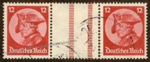 Germany 1933 Frederick the Great MiWZ10 Used  Zusammendruck ZSD Se-Tenant 109725