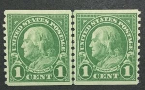 MOMEN: US STAMPS #597 COIL LINE PAIR MINT OG NH LOT #33334