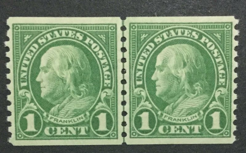 MOMEN: US STAMPS #597 COIL LINE PAIR MINT OG NH LOT #33334