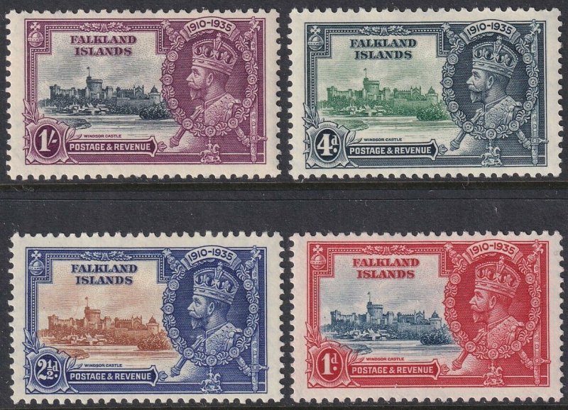 Sc# 77 / 80 Falkland Islands 1935 KGV MMH Silver Jubilee set CV: $55.00 Stk #2