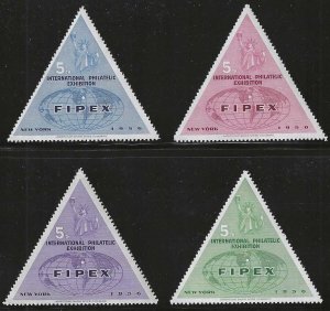 FIPEX, 1956, 5th International Philatelic Exhibition, New York, 4 Poster Stamps