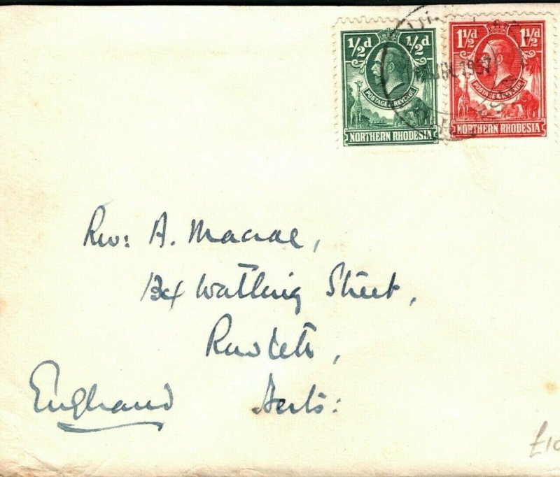 NORTHERN RHODESIA KGV Cover Lusaka Port Jameson GB 1937{samwells-covers}PB245