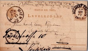 Hungary 2k Crown Postal Card 1887 Budapest Foposta to Wien Forwarded to Leipz...
