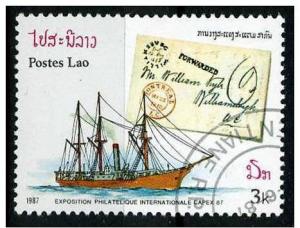 Laos 1987 - Scott 791 CTO - 3k, Letter & Ship, CAPEX´87 