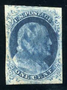 US Stamp #9 Franklin 1c - PSE Cert - Used - Blue Cancel - CV $105.00
