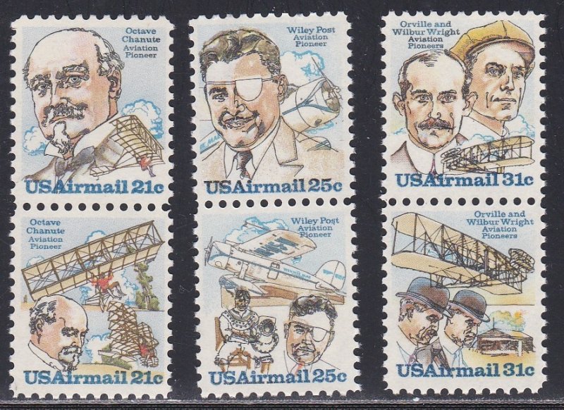 United States # C92a, C94a & C96a, Aviation Pioneers, NH, 1/2 Cat.