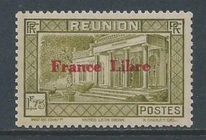 Reunion #212 NH 1.75fr Leon Dierx Museum Ovptd. France Libre