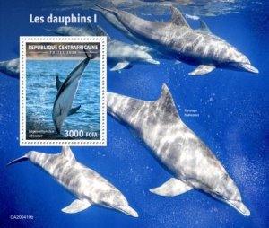 Central Africa - 2020 Dusky Dolphins - Stamp Souvenir Sheet - CA200410b