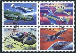 Australia 1481-1484a, CTO. Military Aviation,1996. Firefly, Sea Fury,Beaufighter