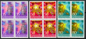 LIECHTENSTEIN 1985 CHRISTMAS Set BLOCKS OF 4 Sc 820-822 MNH