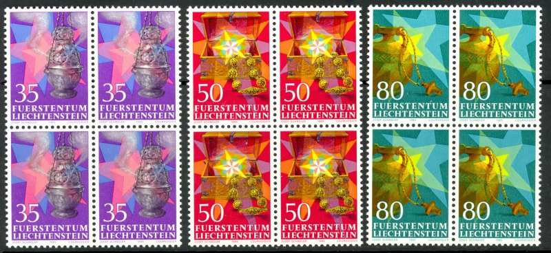 LIECHTENSTEIN 1985 CHRISTMAS Set BLOCKS OF 4 Sc 820-822 MNH