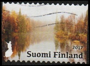 Finland 1551 - Used - (1.30€) Lake / Leaves in Autumn (2017) (cv $3.25)