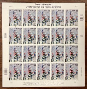 B2 Semi Postal,  Heroes of New York, Sheet of 20 First Class   2002