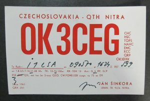 6066 Amateur Radio QSL Card Nitra Czechoslovakia-