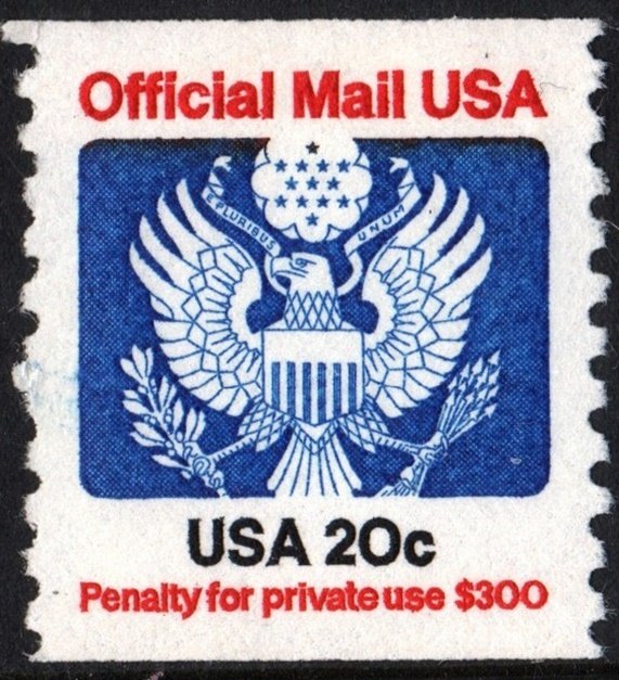 SC#O135 20¢ Official Coil Single (1983) MLH