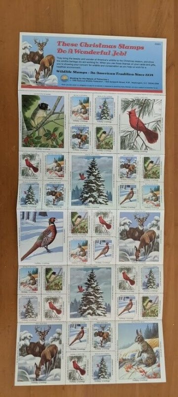 1990 National Wildlife Federation-Conservation Christmas Stamps Full Sheet of 36