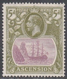 ASCENSION ISLAND  16  KGV  5¢  SINGLE  MLH  SHERWOOD STAMP