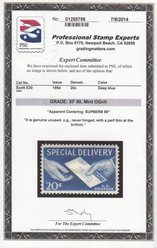 United States E20 XF 90, Mint OGnh