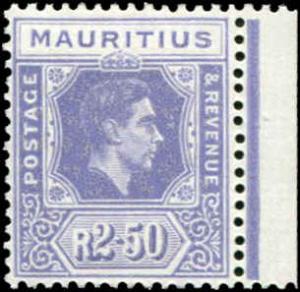 Mauritius SC# 220a  SG# 261 Chalky Paper R2.50 Chalky Paper George VI MH