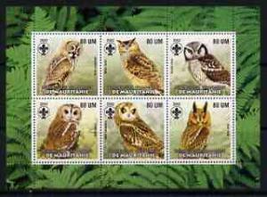 Mauritania 2002 Birds of Prey #6 perf sheetlet containing...