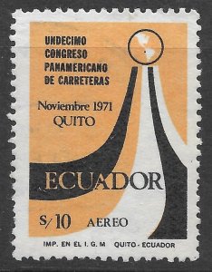 Ecuador Scott C488 Used, Pan American Road Congress Air Mail issue of 1971, Map