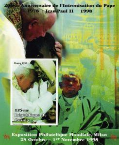 Guinea 1998 POPE JOHN PAUL II Souvenir Sheet Imperforated Mint (NH)