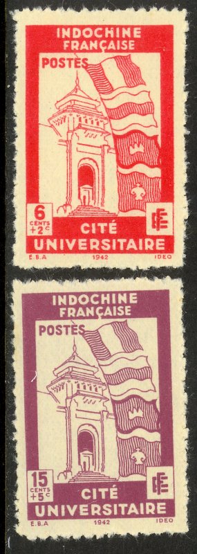 INDO-CHINA 1942 HANOI UNIVERSITY Semi Postal Set Sc B20-B21 MNGAI
